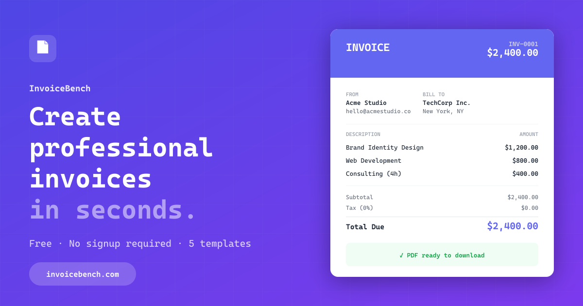 Test Invoice Generator Free Invoice Generator — Create & Download PDF Invoices Online